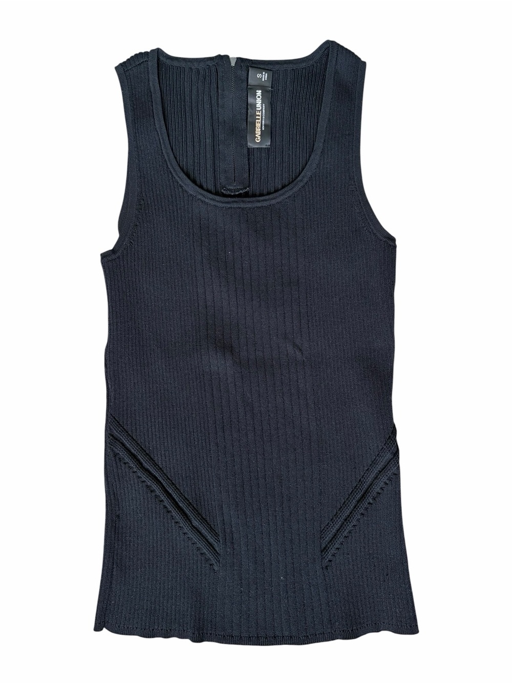 New York & Company Black Ribbed Scoop Tank Gabrielle Union Collab Size S
